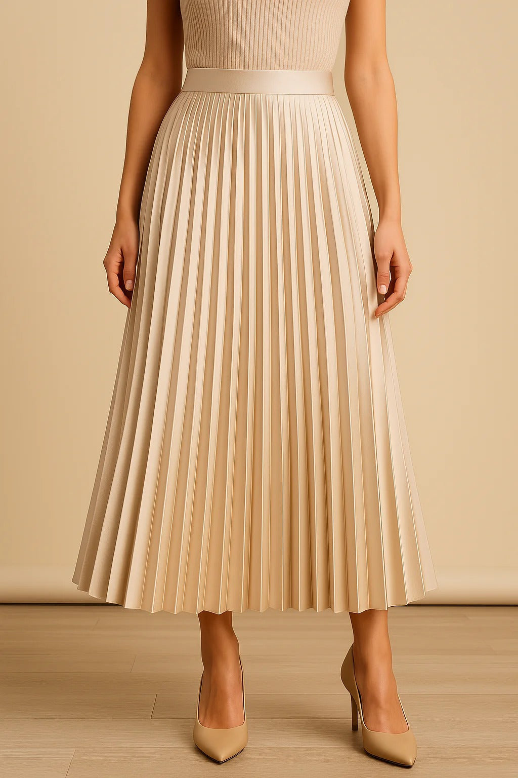 Luna’s Graceful Echo Pleated Midi Skirt