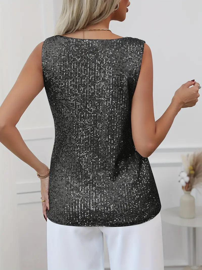 Luna's V-neck Glitter Top