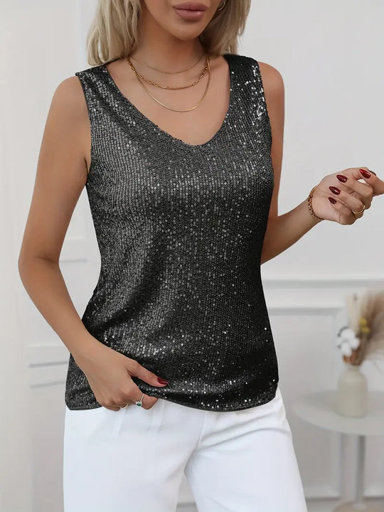 Luna's V-neck Glitter Top