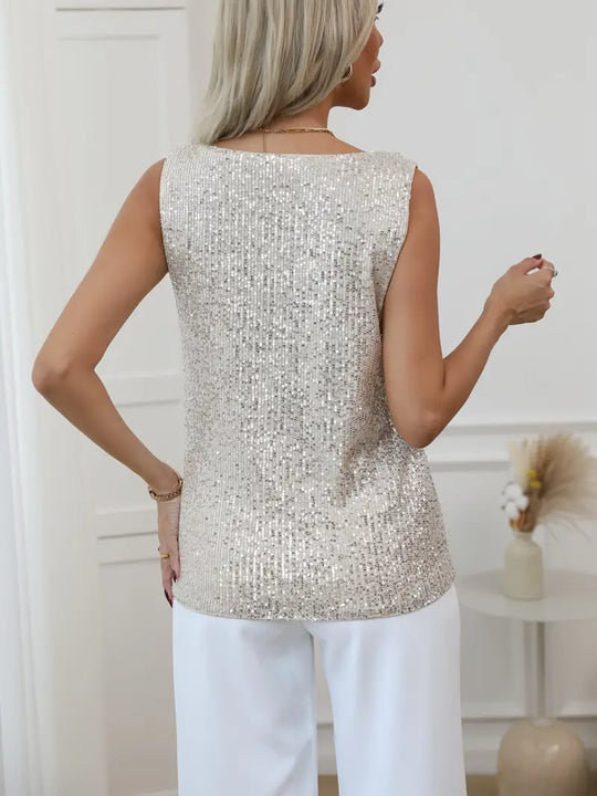 Luna's V-neck Glitter Top