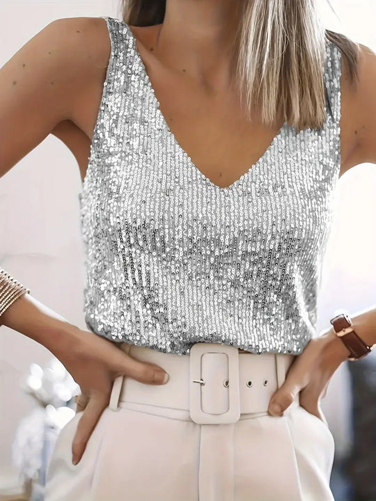 Luna's V-neck Glitter Top