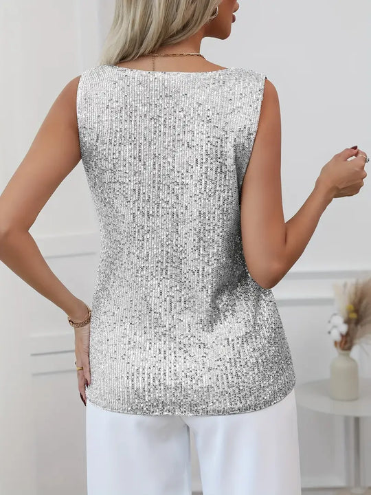 Luna's V-neck Glitter Top