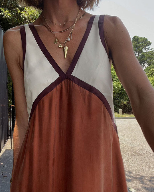 Luna's Bold Contrast Maxi Dress