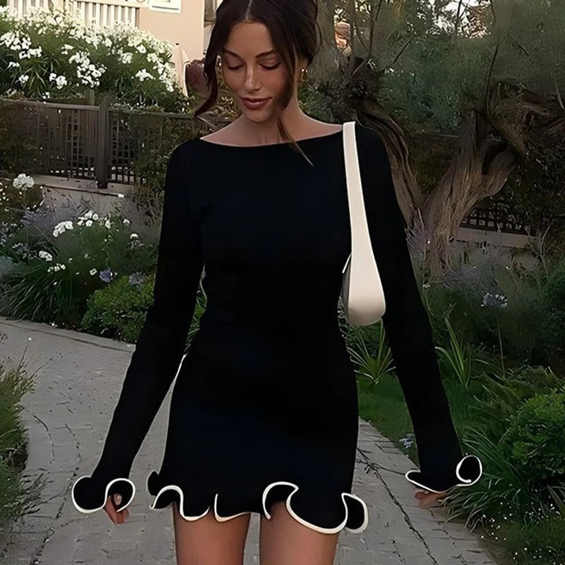 Luna’s Elegant Ruffle Mini Dress