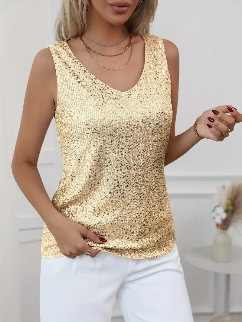 Luna's V-neck Glitter Top
