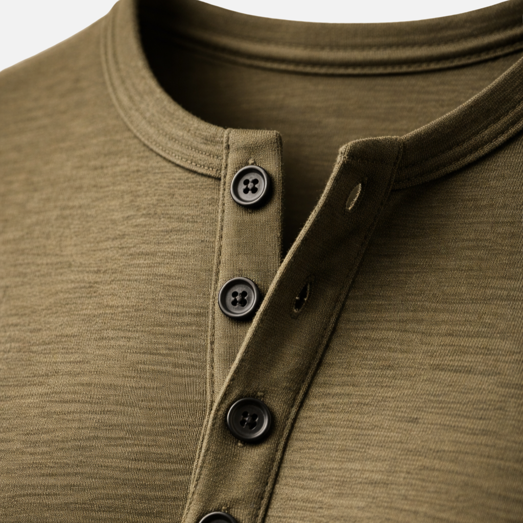 Men’s Henley Long Sleeve Shirt with Button Placket