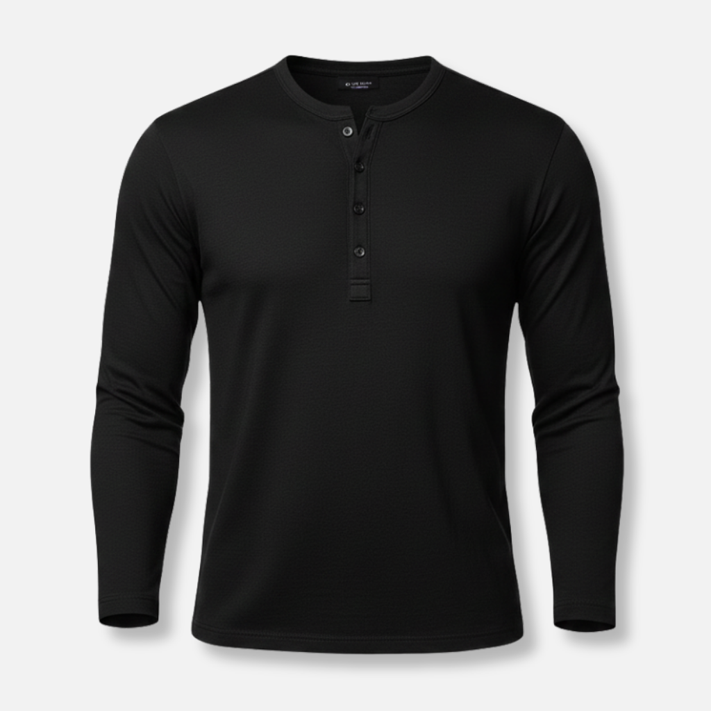 Men’s Henley Long Sleeve Shirt with Button Placket