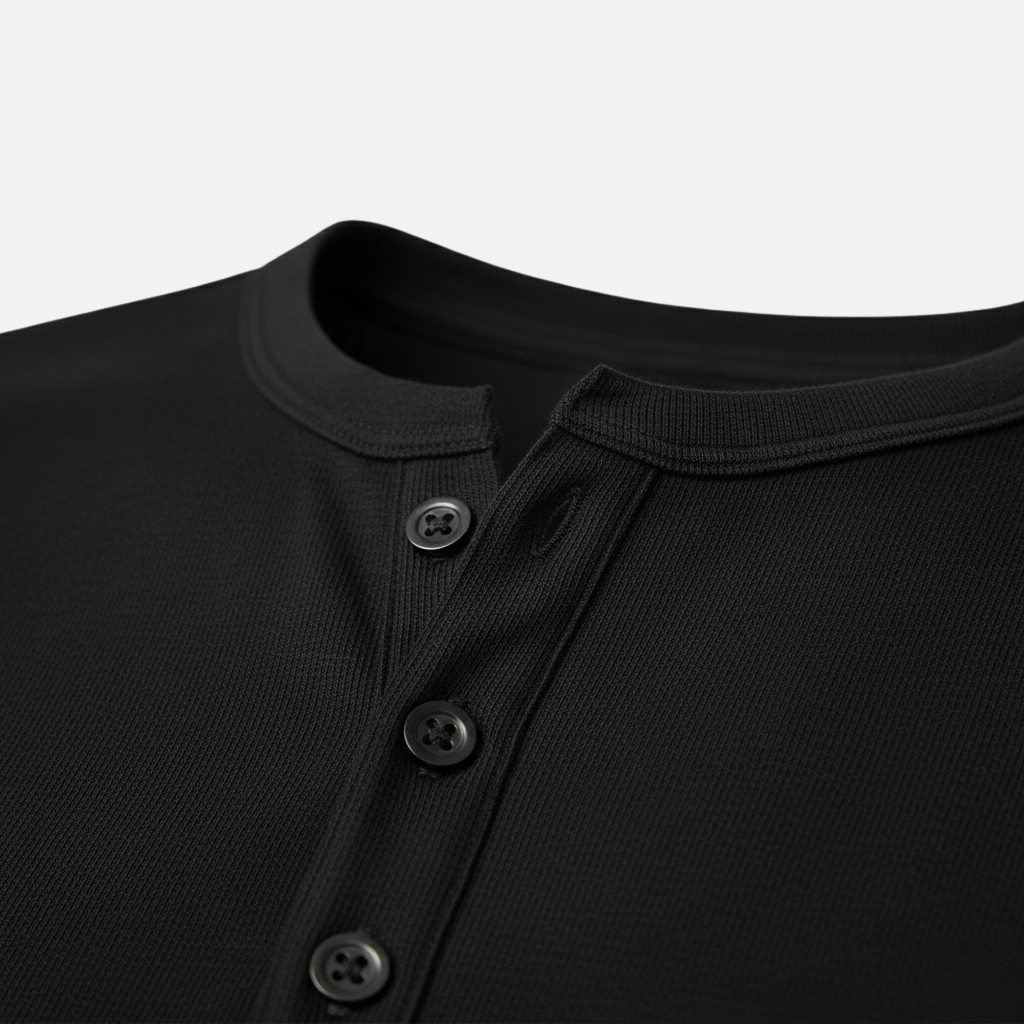 Men’s Henley Long Sleeve Shirt with Button Placket