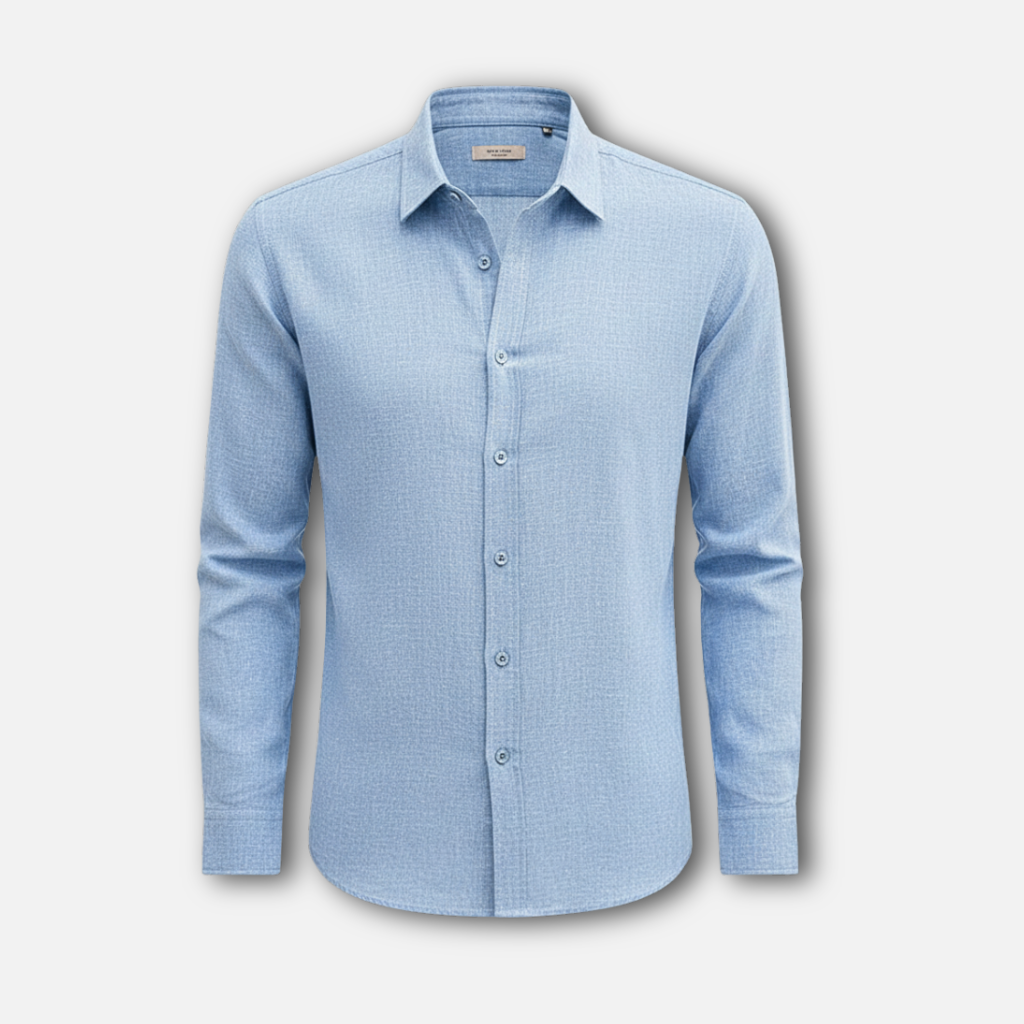 Men’s Linen Blend Long Sleeve Shirt with Button Closure