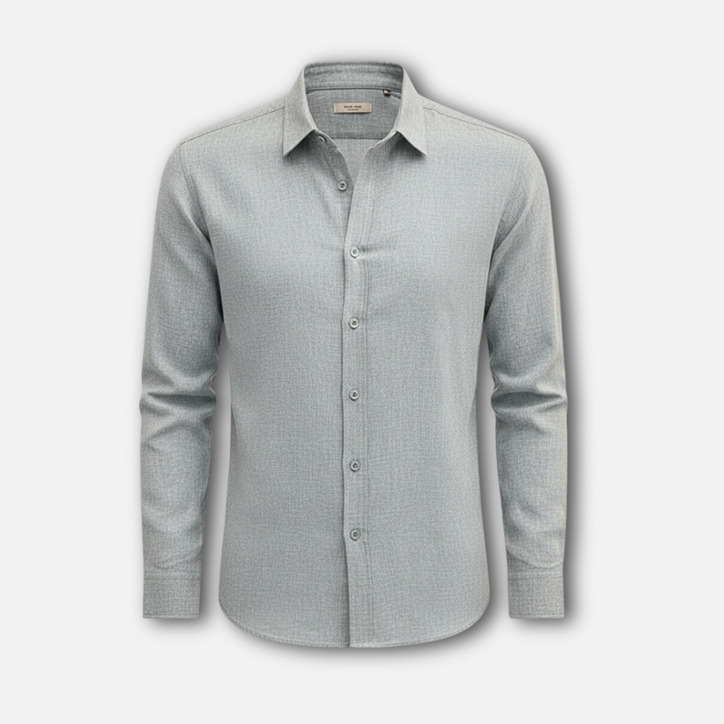Men’s Linen Blend Long Sleeve Shirt with Button Closure