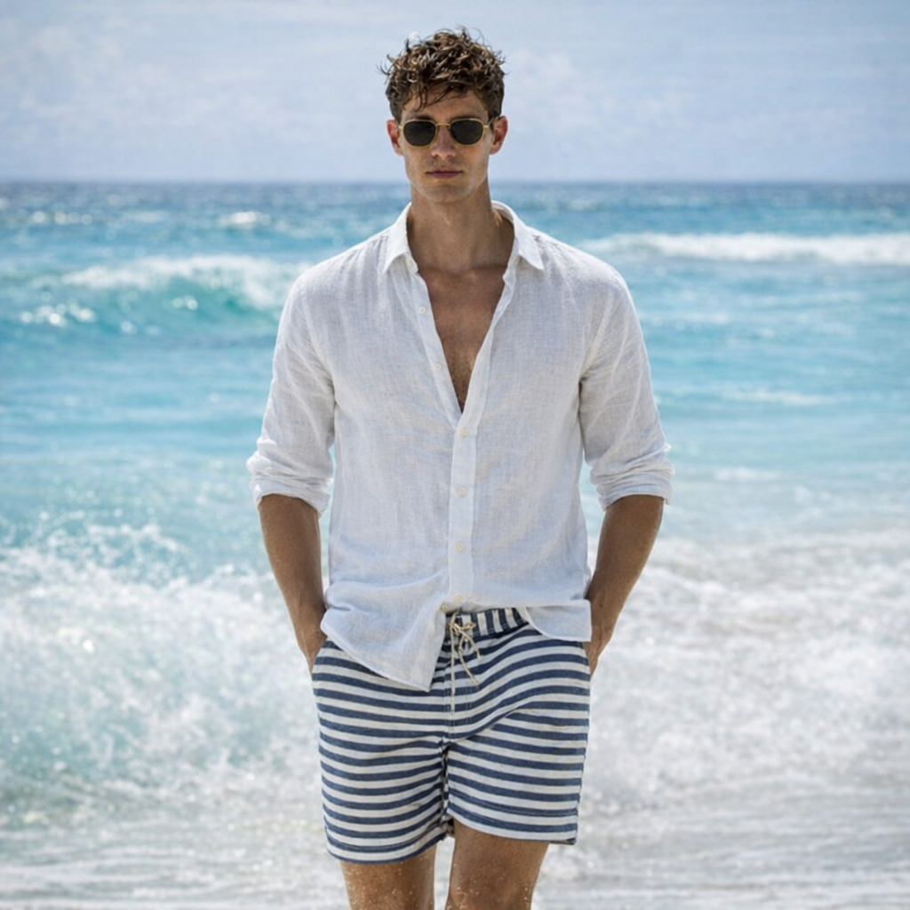 Men’s Linen Heritage Shirt with Buttoned Cuffs