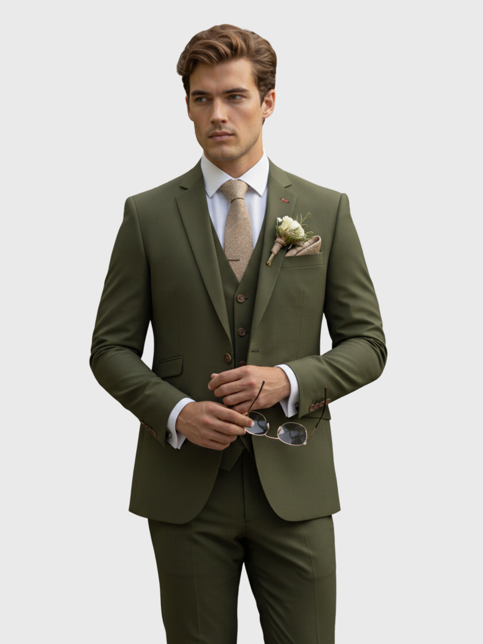 Men’s Modern-Cut Three-Piece Suit with Jacket, Vest and Trousers