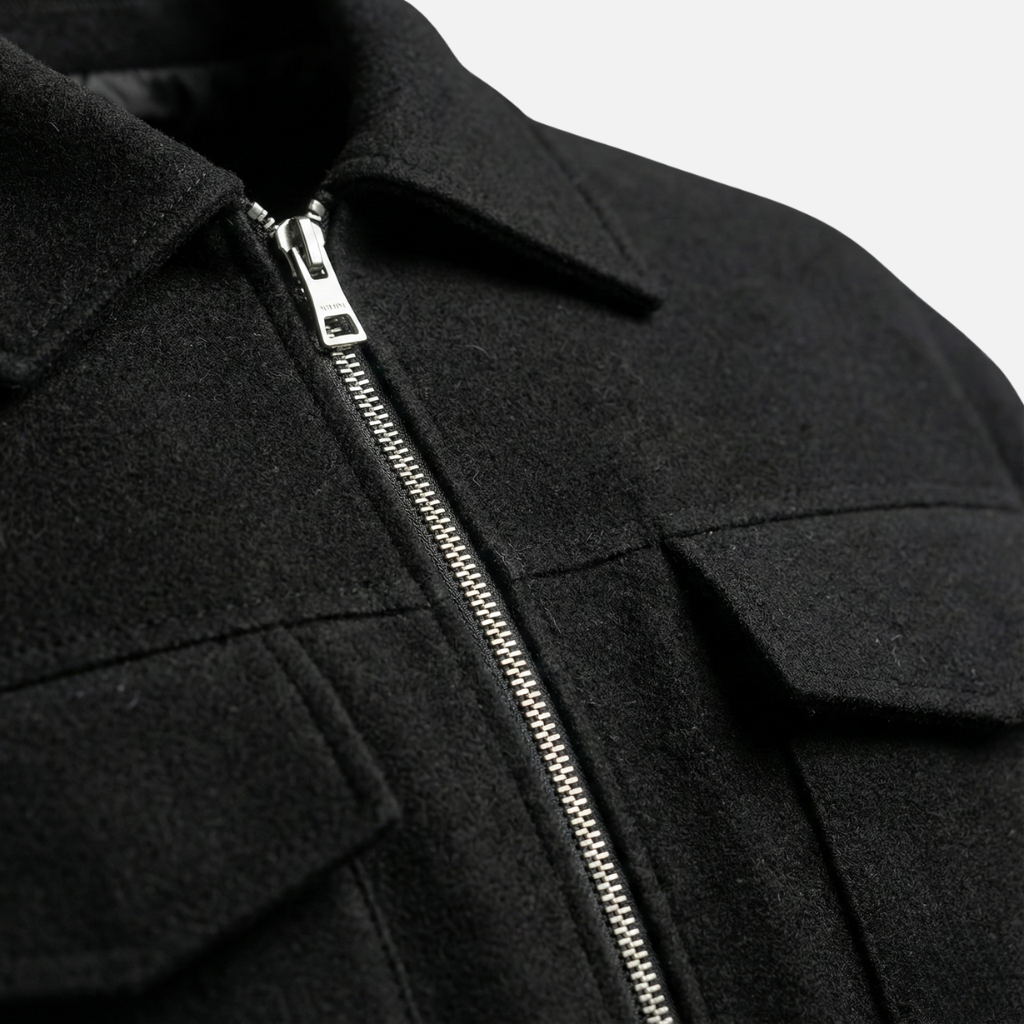 Men’s Suede-Effect Loose-Fit Jacket with Zip Front