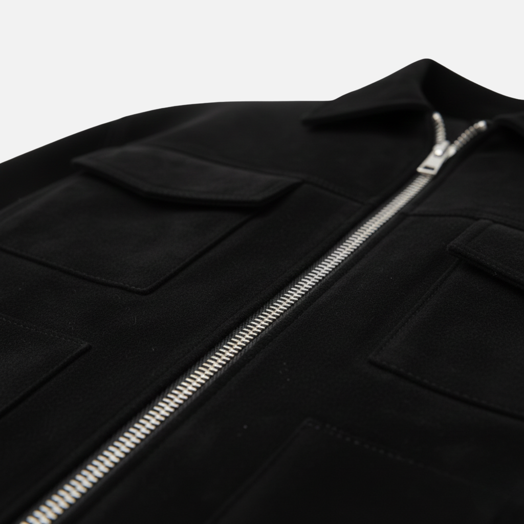 Men’s Suede-Effect Loose-Fit Jacket with Zip Front