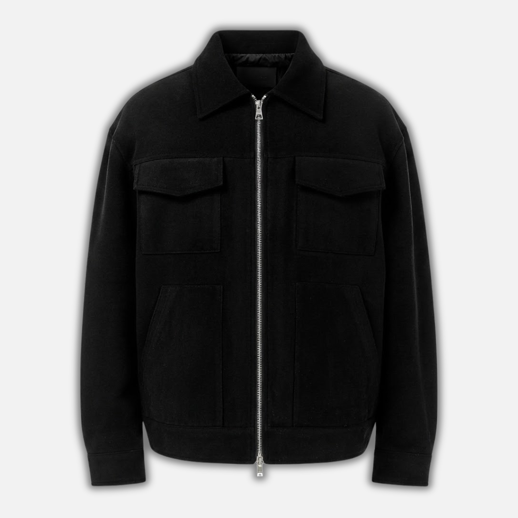 Men’s Suede-Effect Loose-Fit Jacket with Zip Front