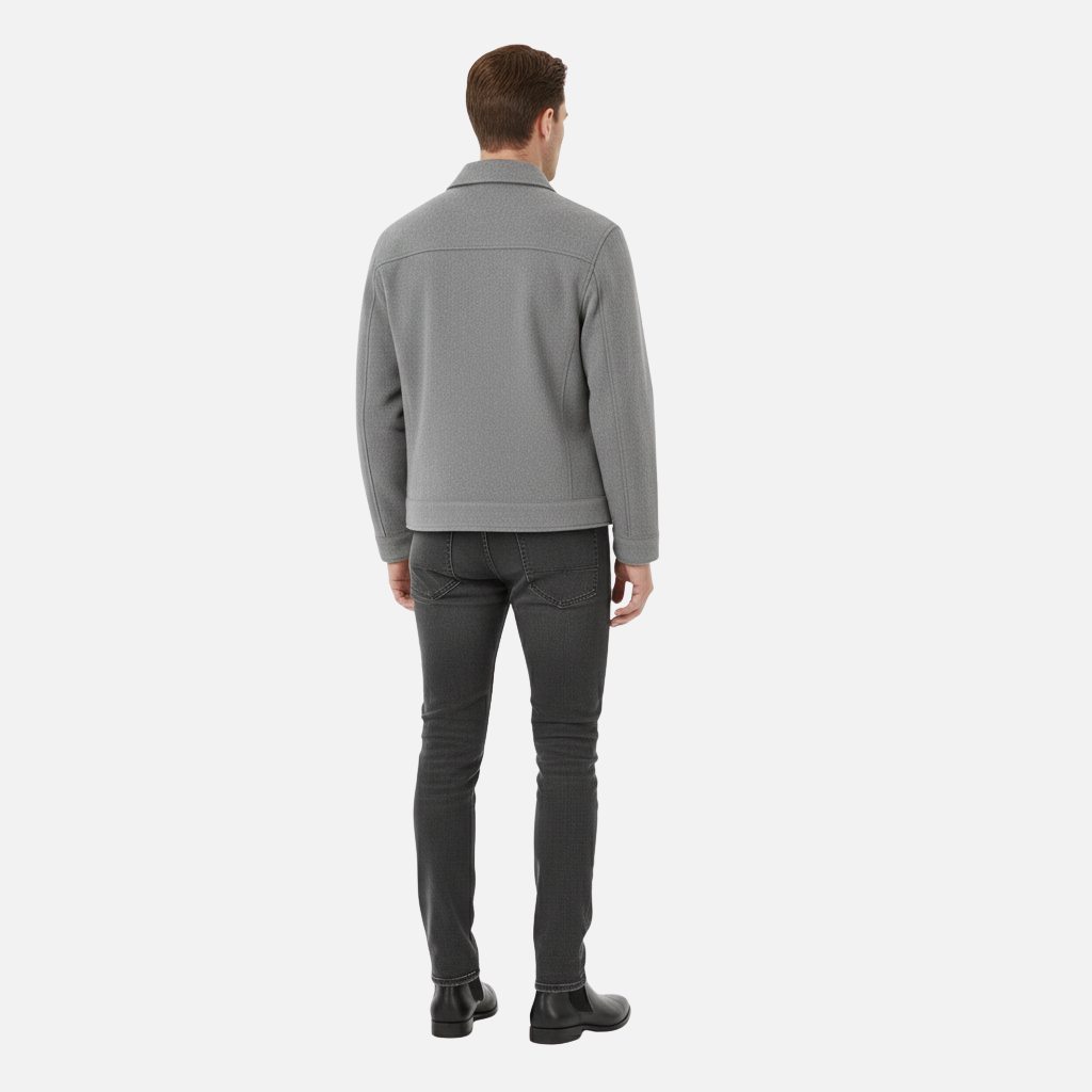 Men’s Suede-Effect Loose-Fit Jacket with Zip Front