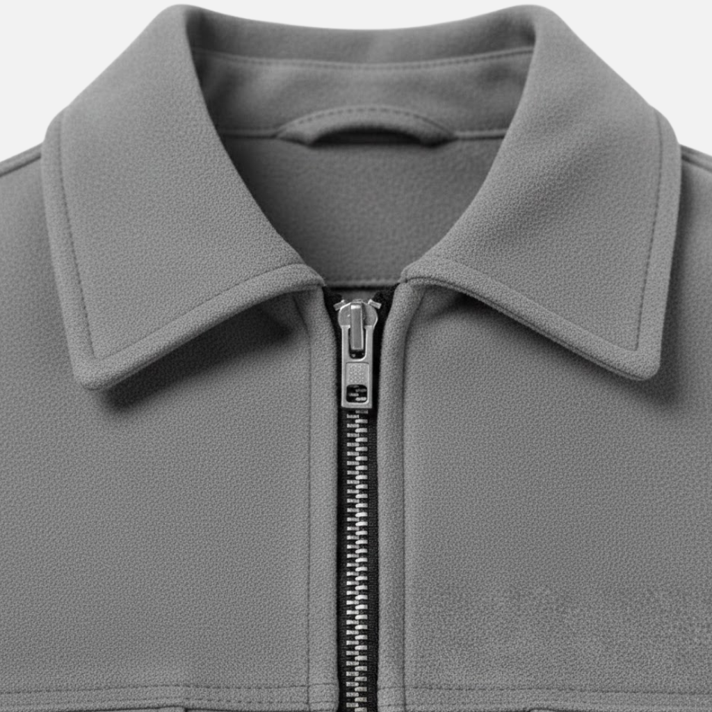 Men’s Suede-Effect Loose-Fit Jacket with Zip Front