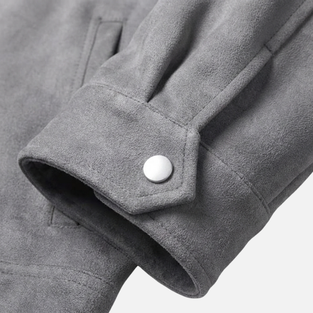 Men’s Suede-Effect Loose-Fit Jacket with Zip Front