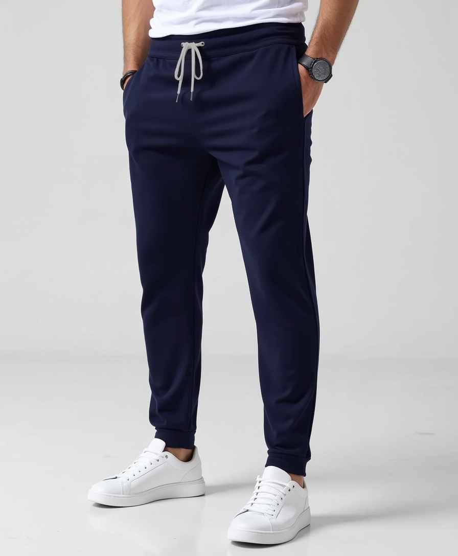 Men’s Tapered-Leg Trousers with Drawstring Waistband