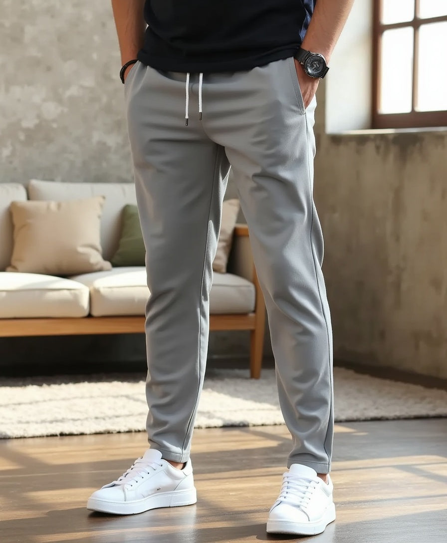 Men’s Tapered-Leg Trousers with Drawstring Waistband