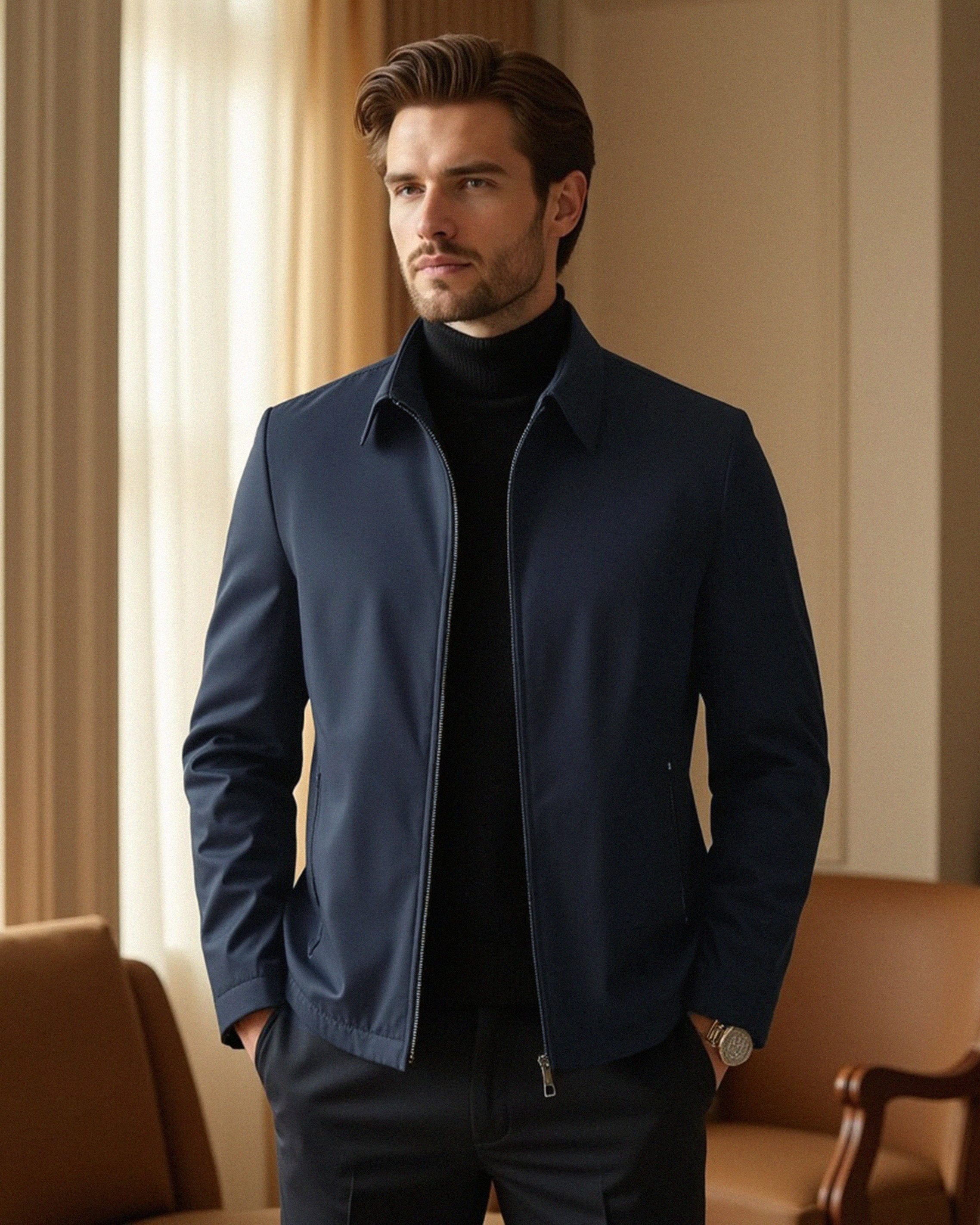 Men’s Casual Jacket with High Collar