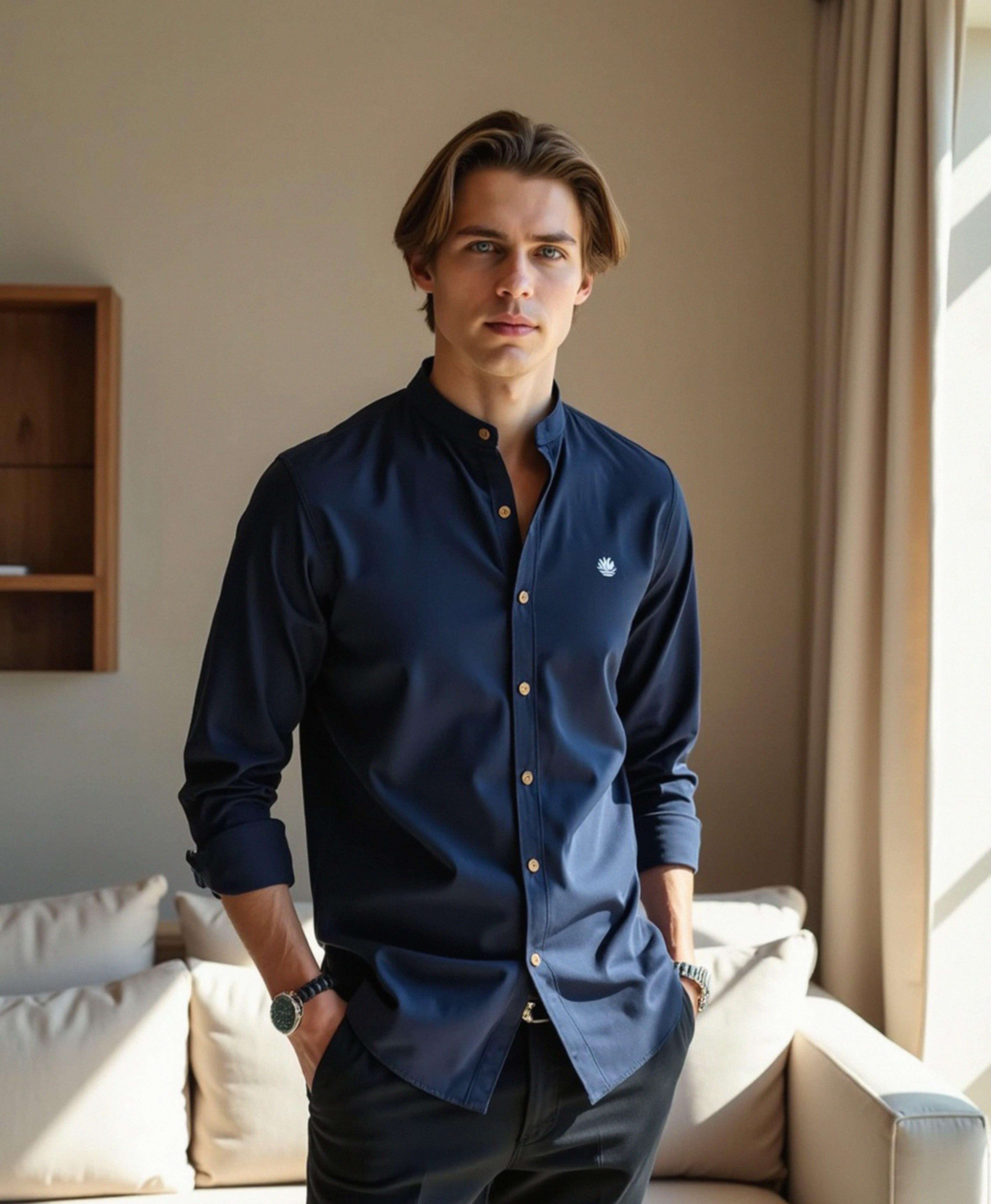 Men’s Collared Shirt with Button Placket