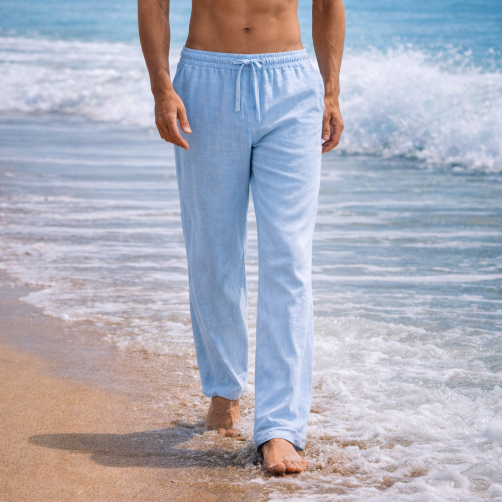 Men’s Linen Trousers with Elastic Waistband