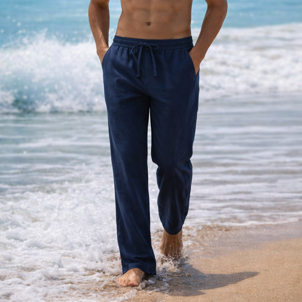 Men’s Linen Trousers with Elastic Waistband