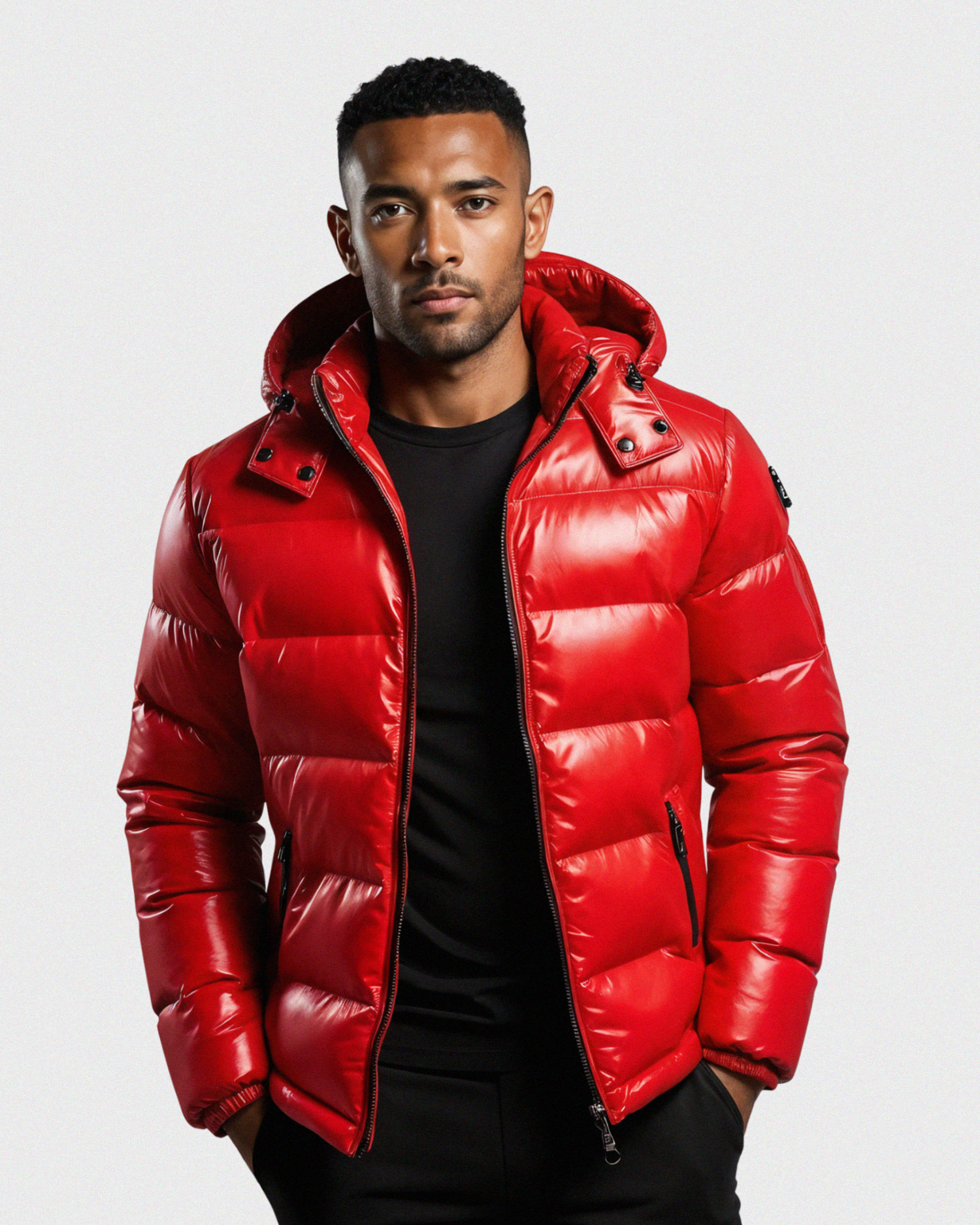 Men’s Puffer Jacket with Structured Hood