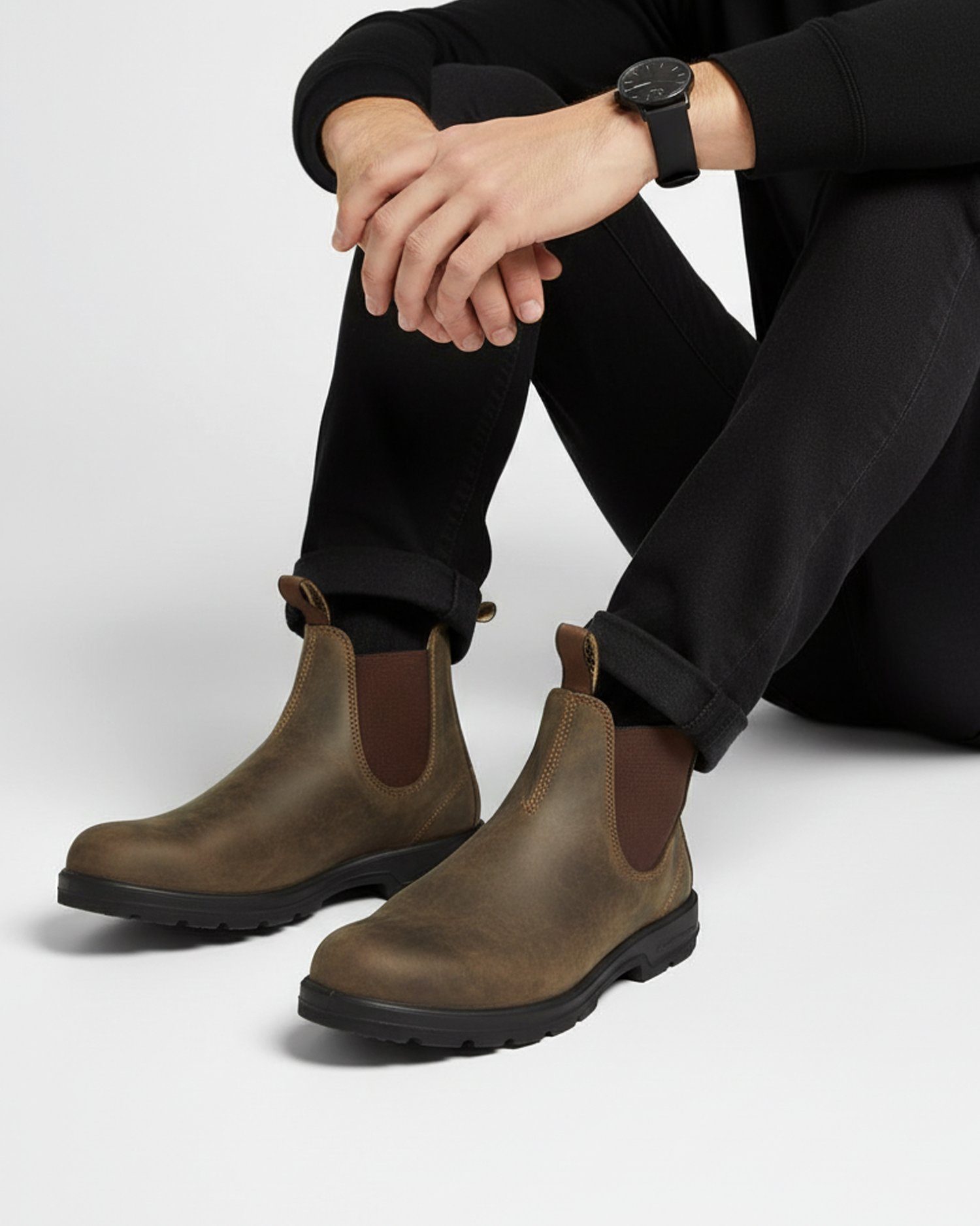 Men’s Rugged Sole Chelsea Boots with Elastic Side Panels