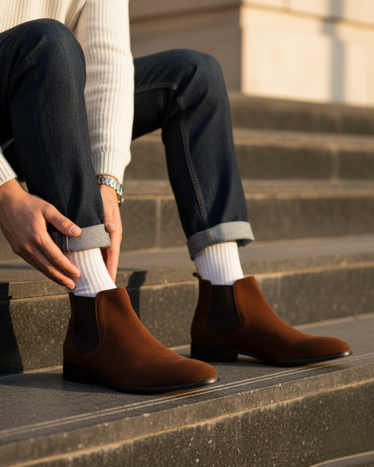Men’s Suede-like Chelsea Boots with Side Panels