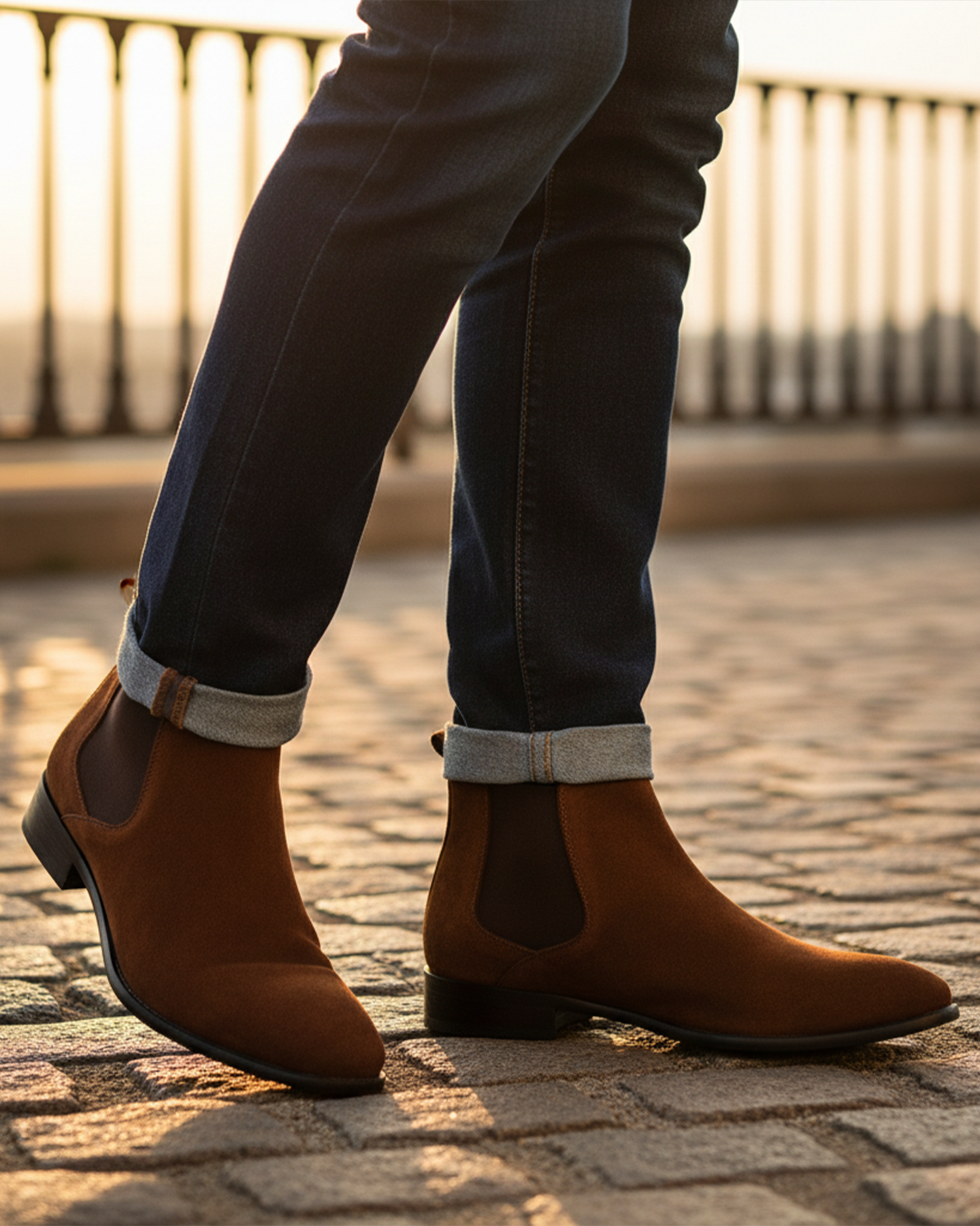Men’s Suede-like Chelsea Boots with Side Panels