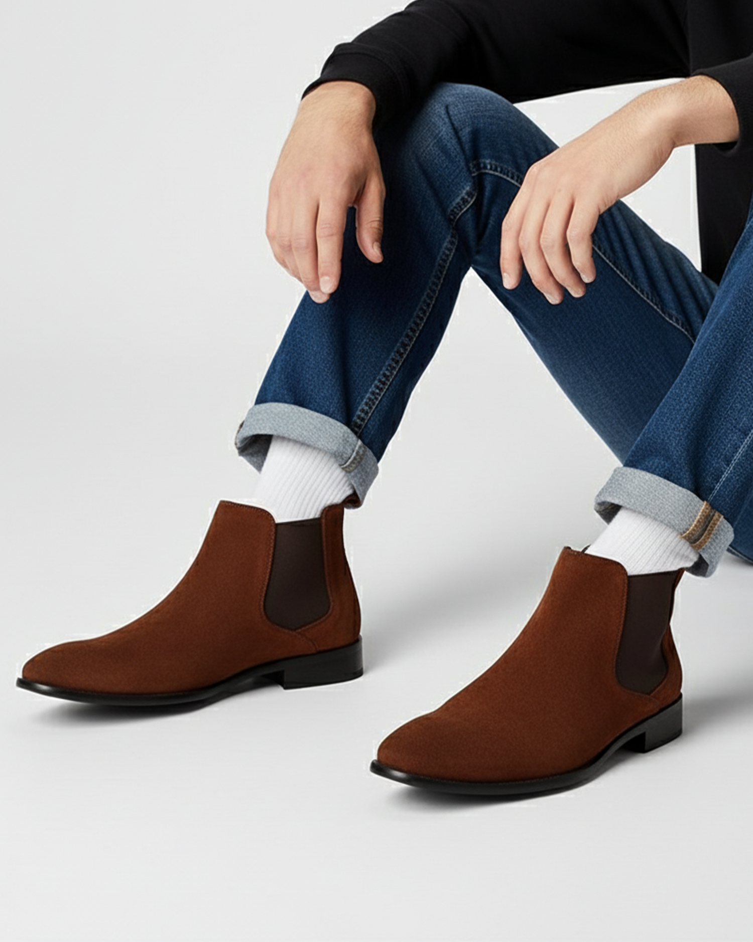 Men’s Suede-like Chelsea Boots with Side Panels