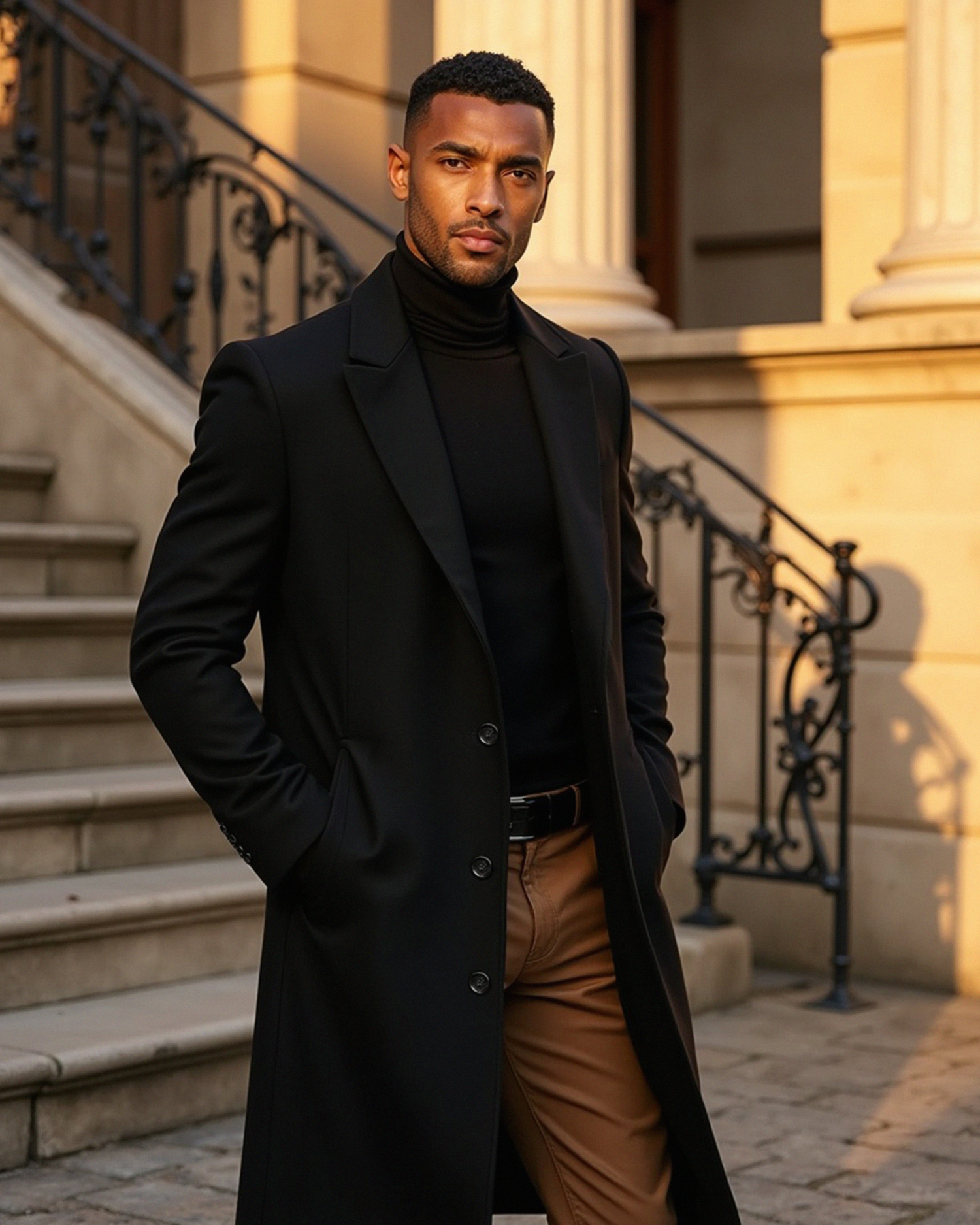 Men’s Tailored Fit Overcoat with Lined Interior