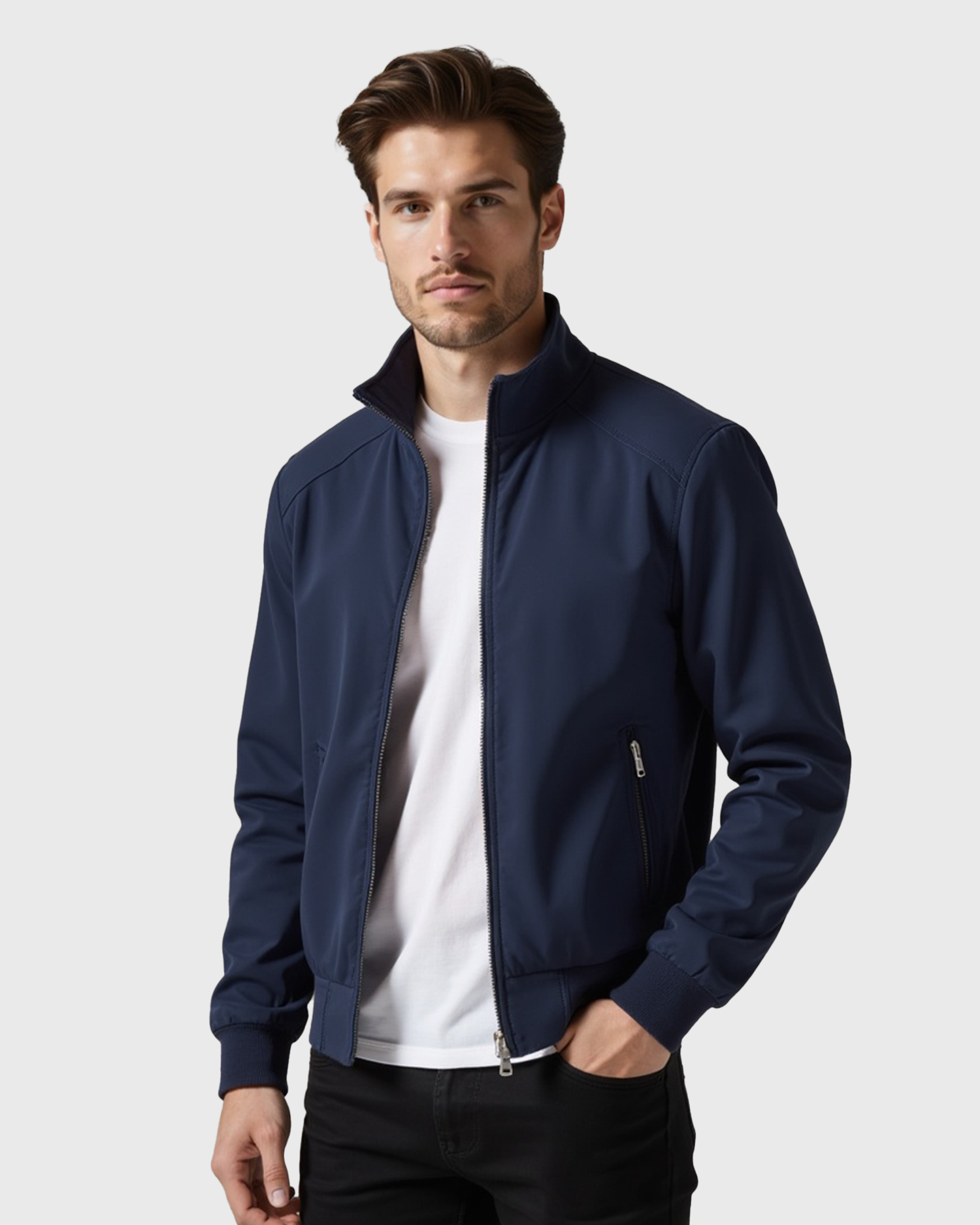 Men’s Wind-Resistant Jacket with Zip Closure