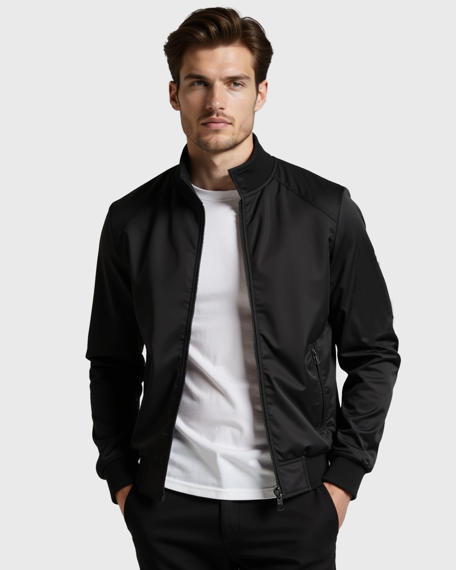 Men’s Wind-Resistant Jacket with Zip Closure