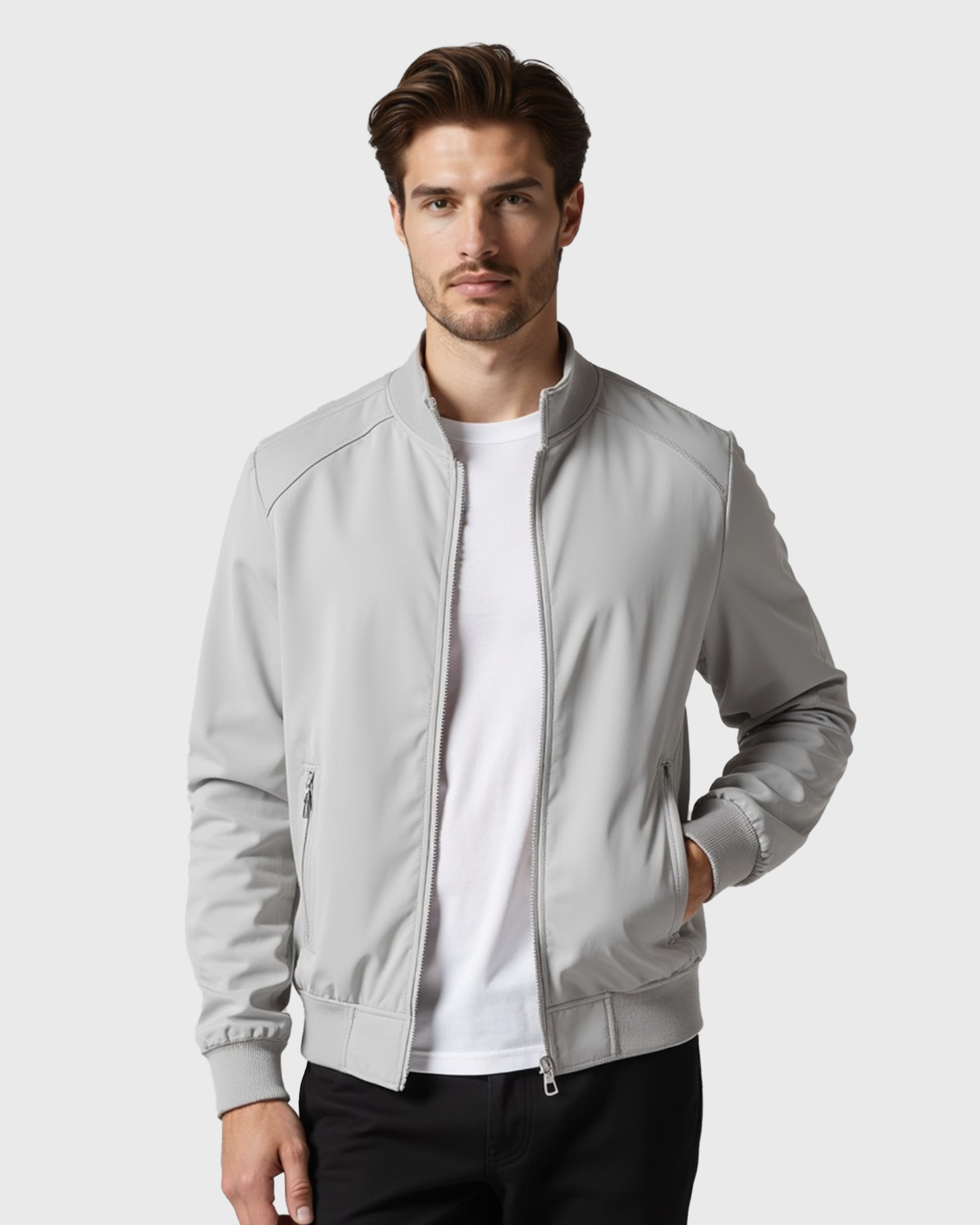 Men’s Wind-Resistant Jacket with Zip Closure