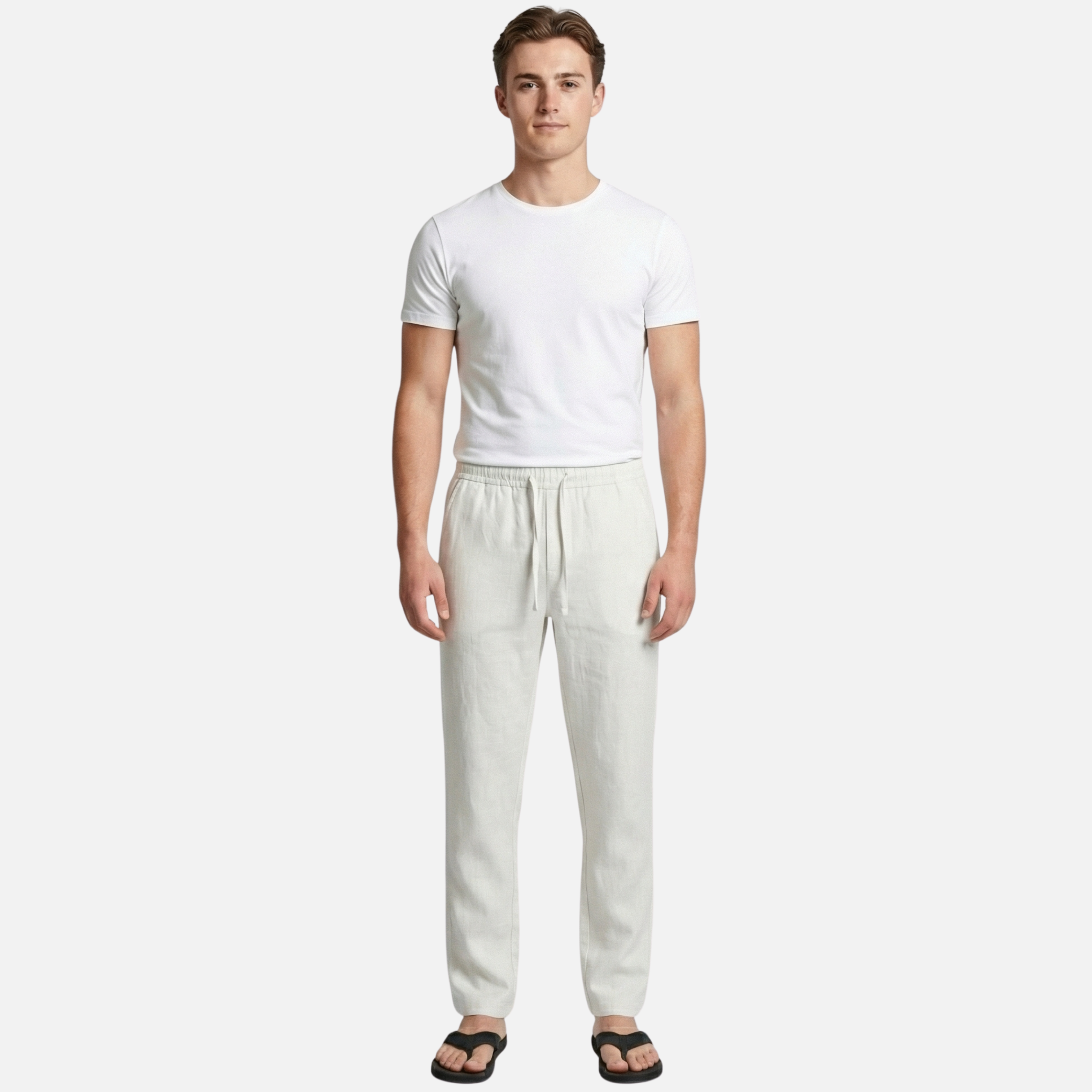 Men’s Linen Trousers with Elastic Waistband