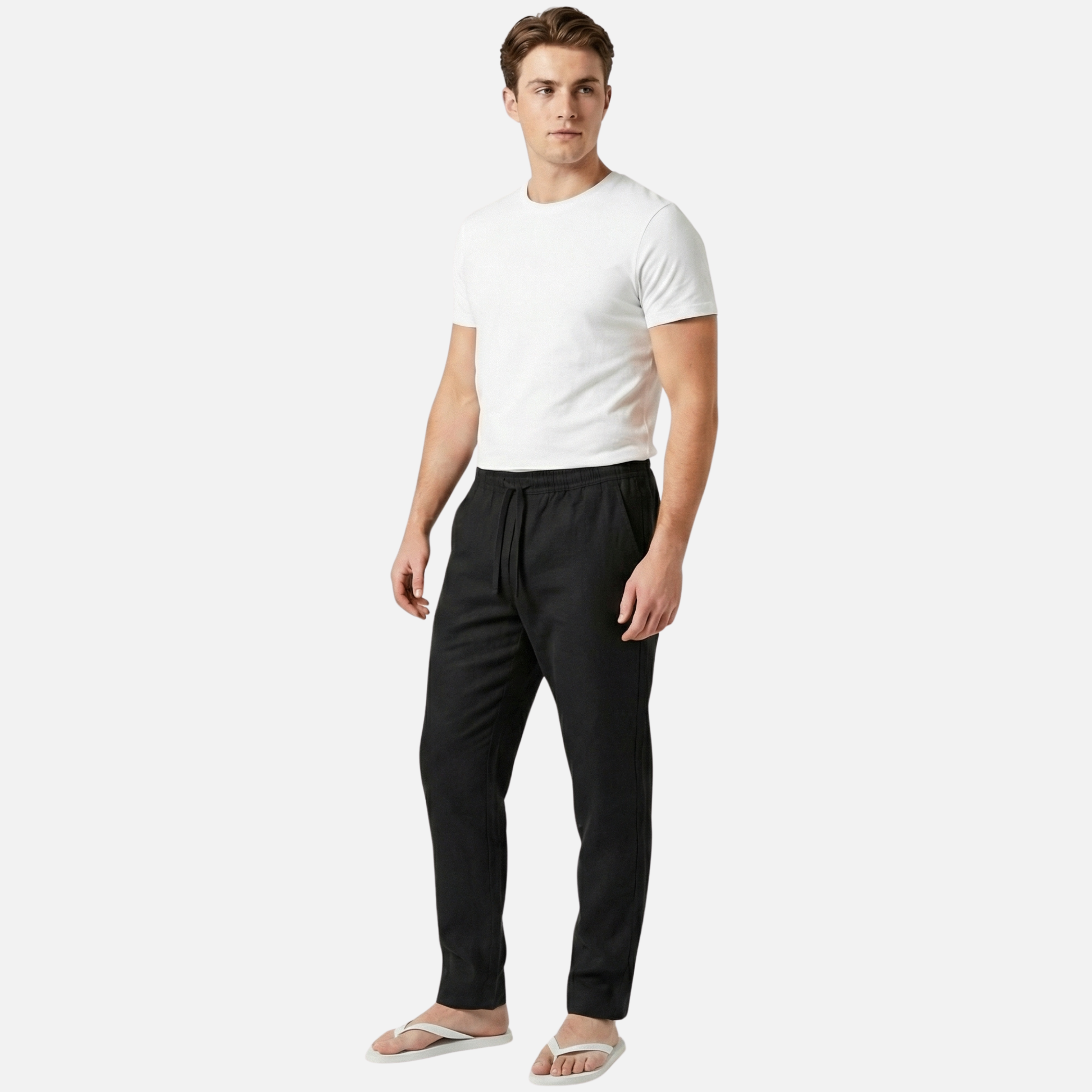 Men’s Linen Trousers with Elastic Waistband