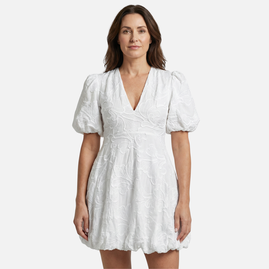 Lightweight Summer Dress with Puff Sleeves for Women
