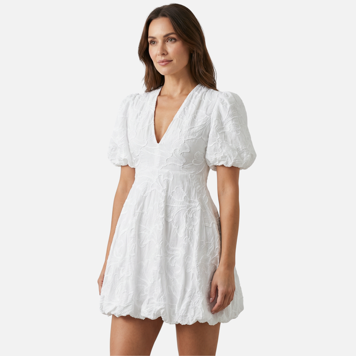 Lightweight Summer Dress with Puff Sleeves for Women