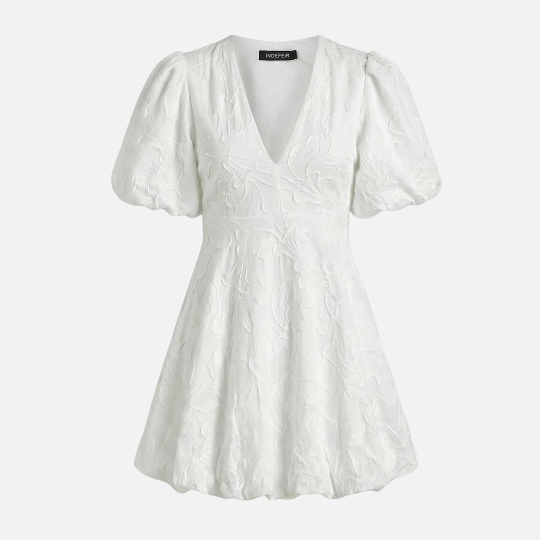 Lightweight Summer Dress with Puff Sleeves for Women