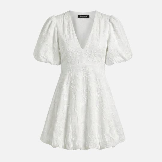 Lightweight Summer Dress with Puff Sleeves for Women