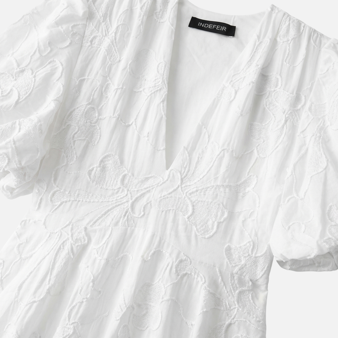 Lightweight Summer Dress with Puff Sleeves for Women