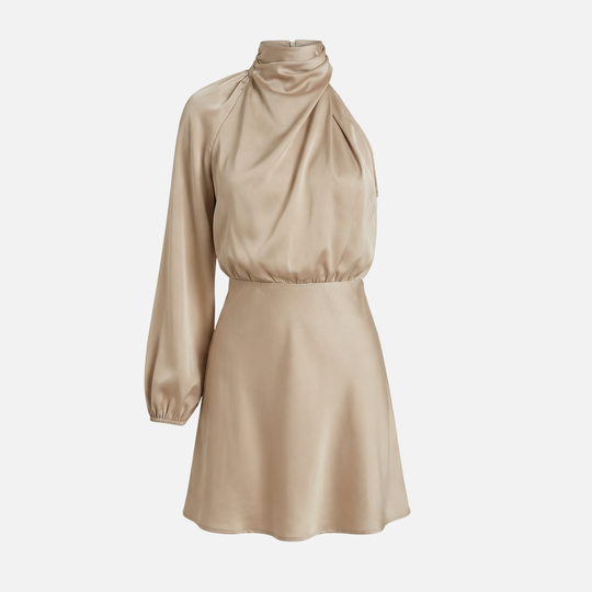 One-Shoulder Satin Dress with Side Slit for Women