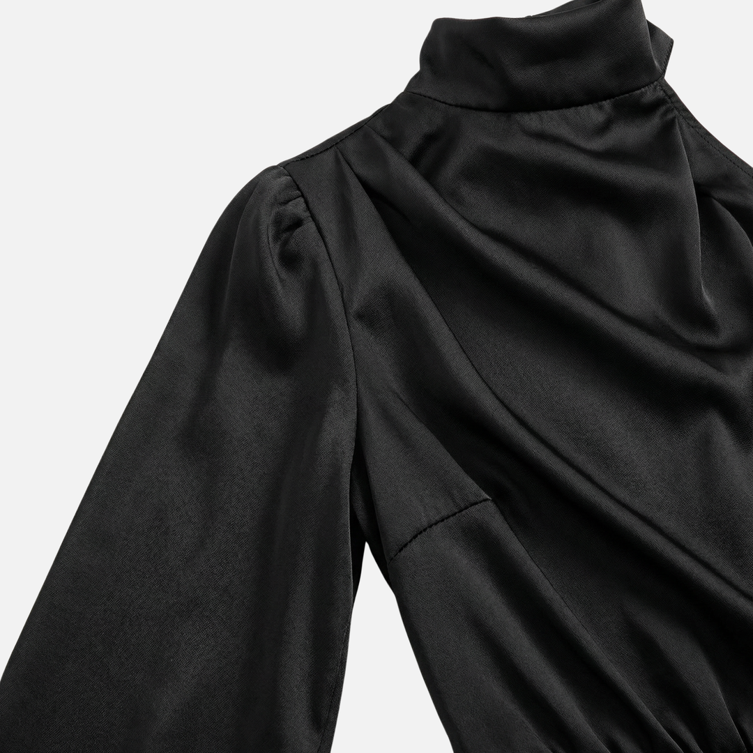 One-Shoulder Satin Dress with Side Slit for Women