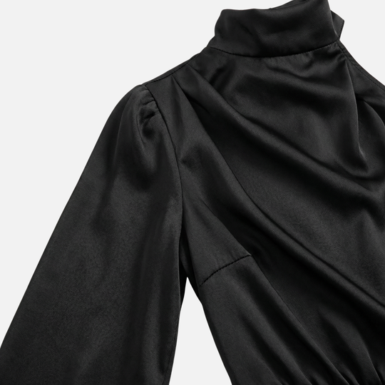 One-Shoulder Satin Dress with Side Slit for Women
