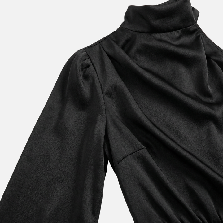 One-Shoulder Satin Dress with Side Slit for Women