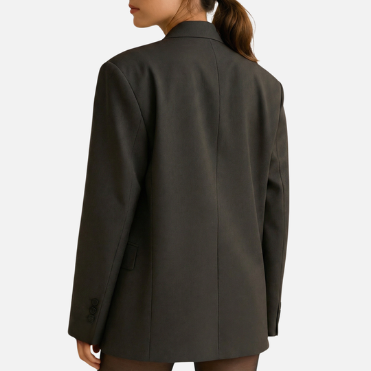 Oversized Blazer with Classic Lapels and Front Pockets for Women