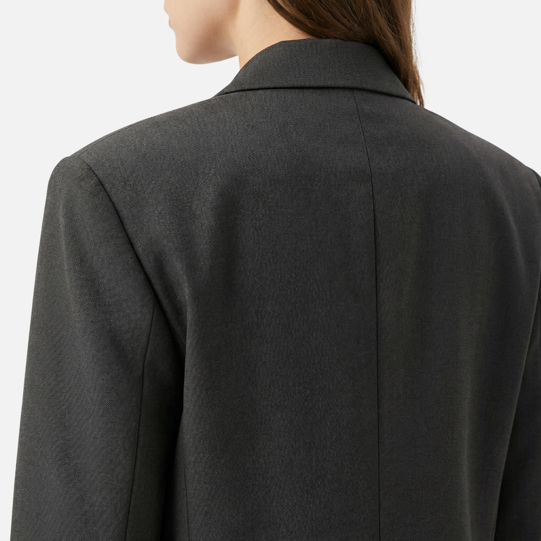 Oversized Blazer with Classic Lapels and Front Pockets for Women